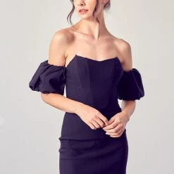 Indigo Boutique Black Open Shoulder Dress