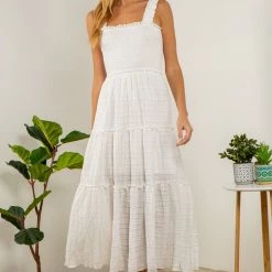 Indigo Boutique New Arrivals Smocked Chest Tiered Midi Dress