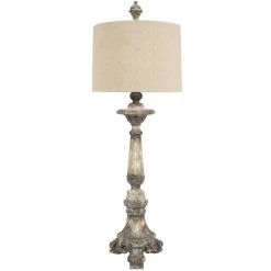 Indigo Boutique Furniture CATHEDRAL LAMP WITH LIGHT LINEN SHADE