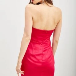 Indigo Boutique New Arrivals Lipstick Red Side Twist Dress