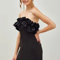 Indigo Boutique Black Ruffle Mini Dress