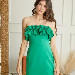 Indigo Boutique New Arrivals Green Ruffle Mini Dress