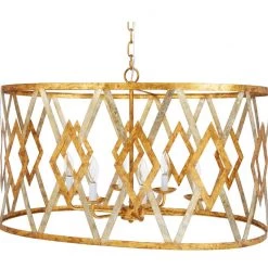 Indigo Boutique Furniture JACKSON GOLD & SILVER LEAF CUTOUT OVAL CHANDELIER