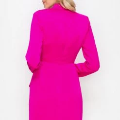 Indigo Boutique Gleely Mock Neck Dress In Fuchsia And Black
