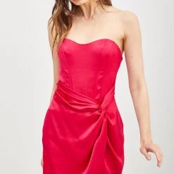 Indigo Boutique New Arrivals Lipstick Red Side Twist Dress
