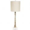 Indigo Boutique AGED GOLD AND SILVER PEYTON TWIST LAMP WITH LUCITE BASE & LIGHT GREY LINEN SHADE