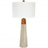 Indigo Boutique Furniture CEMENT FINISHED HEXAGONAL TABLE LAMP W/ GOLD ACCENT & BARREL SHADE