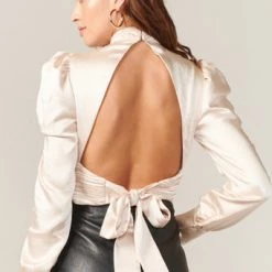 Indigo Boutique Tops Cora Open Back Sateen Top