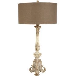 Indigo Boutique OLD STONE WASH LAMP WITH WARM STONE LINEN SHADE
