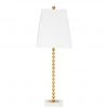 Indigo Boutique JANA GOLD BALL TABLE LAMP WITH WHITE LINEN SHADE & WHITE MARBLE BASE Furniture