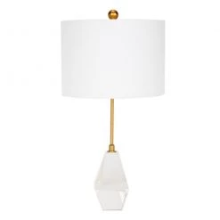 Indigo Boutique MONTICELLO CRYSTAL LAMP WITH WHITE LINEN BARREL