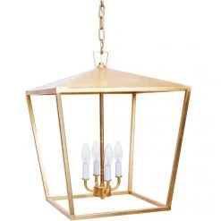 Indigo Boutique ESTES GOLD LEAF METAL LANTERN Furniture