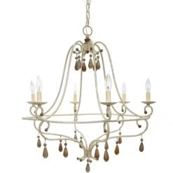 Indigo Boutique CANBY FRENCH WHITE & GOLD ACCENTED CHANDELIER Furniture