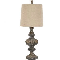 Indigo Boutique MANTLE LAMP WITH CLEAN LINEN SHADE Furniture
