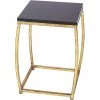 Indigo Boutique MARCO GOLD METAL ACCENT TABLE WITH BLACK MARBLE TOP Furniture