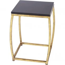 Indigo Boutique MARCO GOLD METAL ACCENT TABLE WITH BLACK MARBLE TOP Furniture