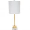 Indigo Boutique ABITA GOLD LEAF LAMP WITH WHITE LINEN SHADE & CRYSTAL BASE