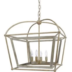 Indigo Boutique PROVIDENCE METAL LANTERN WITH DISTRESSED SILVER & GOLD FINISH