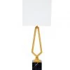 Indigo Boutique VICTOR GOLD LEAF METAL LAMP WITH BLACK MARBLE BASE & LINEN SHADE