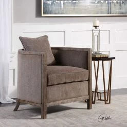 Indigo Boutique Furniture Viaggio Gray Chenille Accent Chair