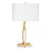 Indigo Boutique SELANITE & GOLD LEAF VANDERBILT TABLE LAMP WITH WHITE RECTANGLE LINEN SHADE Furniture