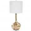 Indigo Boutique Furniture DISTRESSED CHAMPAGNE SILVER ALEX TABLE LAMP WITH WHITE LINEN SHADE