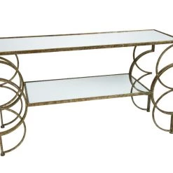Indigo Boutique CINDI MIRRORED CONSOLE TABLE WITH CHAMPAGNE GOLD FINISH Furniture