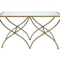 Indigo Boutique Furniture VANESSA MIRRORED CONSOLE TABLE IN CHAMPAGNE GOLD FINISH