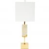 Indigo Boutique GRAYSON ALABASTER FRAGMENT LAMP WITH GOLD ACCENTS & WHITE LINEN SHADE Furniture