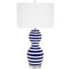 Indigo Boutique CLAUDETTE BLUE & WHITE STRIPED CERAMIC TABLE LAMP WITH CRYSTAL BASE Furniture