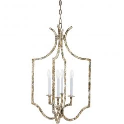 Indigo Boutique JENNINGS DISTRESSED GREY & GOLD CHANDELIER