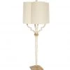 Indigo Boutique LEE FRENCH WHITE & GOLD QUATREFOIL BUFFET LAMP WITH SCALLOPED LINEN SHADE