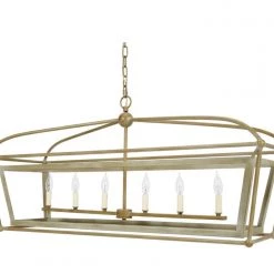 Indigo Boutique PROVIDENCE RECTANGULAR METAL LANTERN WITH DISTRESSED SILVER & GOLD FINISH, 6 LIGHT
