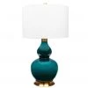Indigo Boutique Furniture PORCELAIN EMERALD GREEN LAMP WITH ANTIQUE BRASS BASE