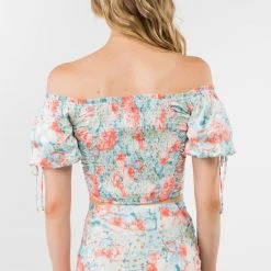 Indigo Boutique New Arrivals Karen Blouse In Orange And Blue