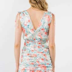 Indigo Boutique Jeni Orange And Blue Ruched Dress New Arrivals