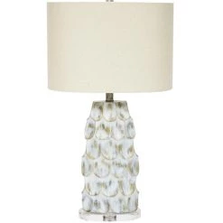 Indigo Boutique ALEXIS GOLD & GREY WASHED TABLE LAMP WITH LINEN SHADE