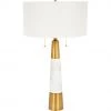 Indigo Boutique NADINE WHITE MARBLE AND BRASS TABLE LAMP WITH WHITE LINEN SHADE
