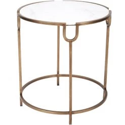 Indigo Boutique BETHANY GOLD ACCENT TABLE WITH WHITE MARBLE TOP Furniture