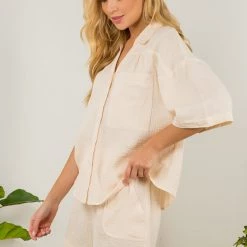 Indigo Boutique Breezy Gauze Short Set - Ivory