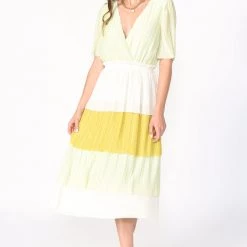 Indigo Boutique New Arrivals Felicia Tiered Colorblock Pleated Dress