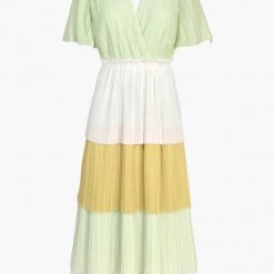 Indigo Boutique New Arrivals Felicia Tiered Colorblock Pleated Dress