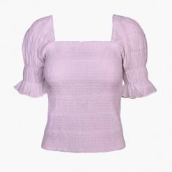 Indigo Boutique Hana Smocked Gauze Top - Lilac