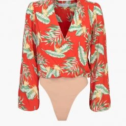 Indigo Boutique Wennie Printed Crepe Bodysuit New Arrivals