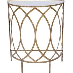 Indigo Boutique Furniture CLAIRE CHAMPAGNE FINISHED FOYER TABLE WITH MIRRORED TOP
