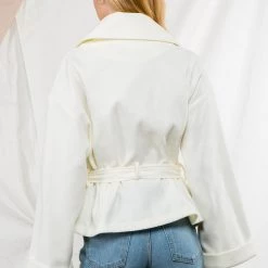 Indigo Boutique White Belted Jacket Tops