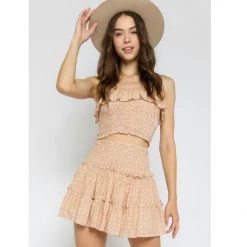 Indigo Boutique Khaki Geo Crop Top