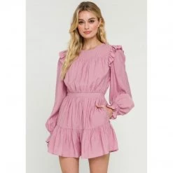 Indigo Boutique Blush Ruffle Long Sleeve Romper Jumpsuits