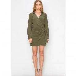 Indigo Boutique Dresses Side Tie Olive Dress