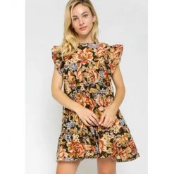 Indigo Boutique Dresses Magnolia Floral Baby Doll Dress With Ruffle Sleeves